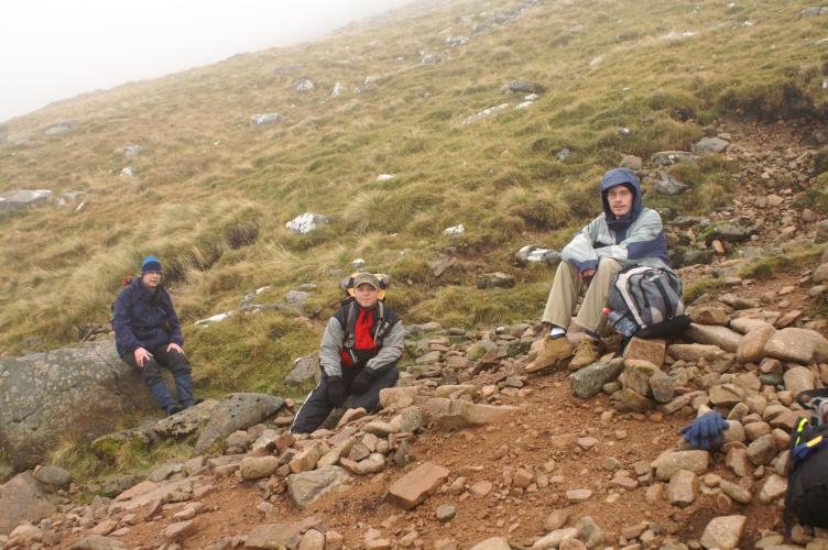 A rest break on the way up Ben Nevis
