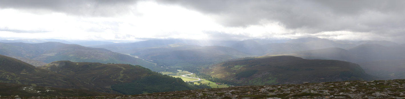Looking West up the Dee Valley, in the sunshine Looking West up the Dee Valley, in the sunshine