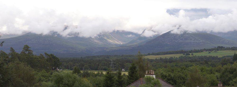 The cairngorms from the railway bridge at Aviemore