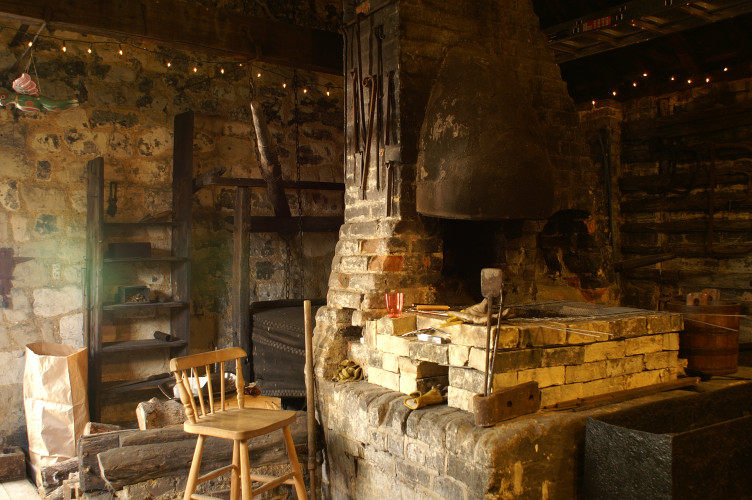 The forge, set up as a BBQ