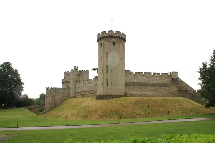 Warwick Castle, with raindrops on the lens