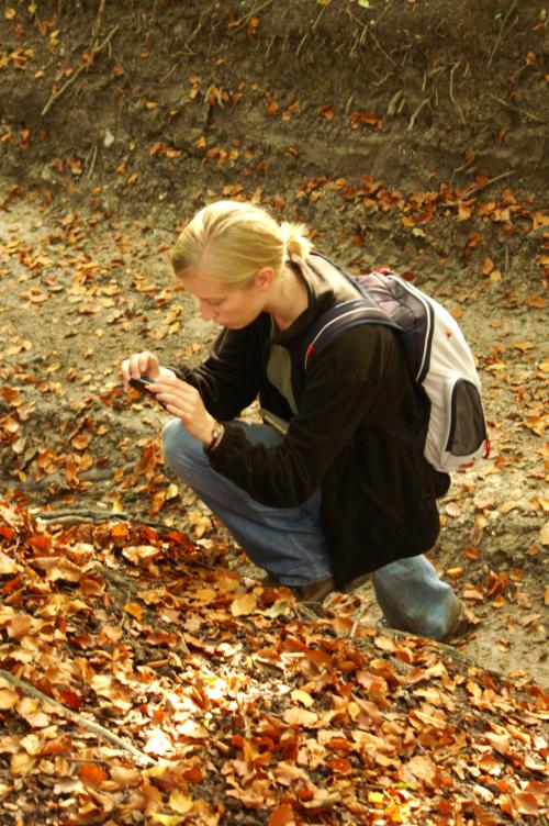 Rowan, taking a photo of the leaves