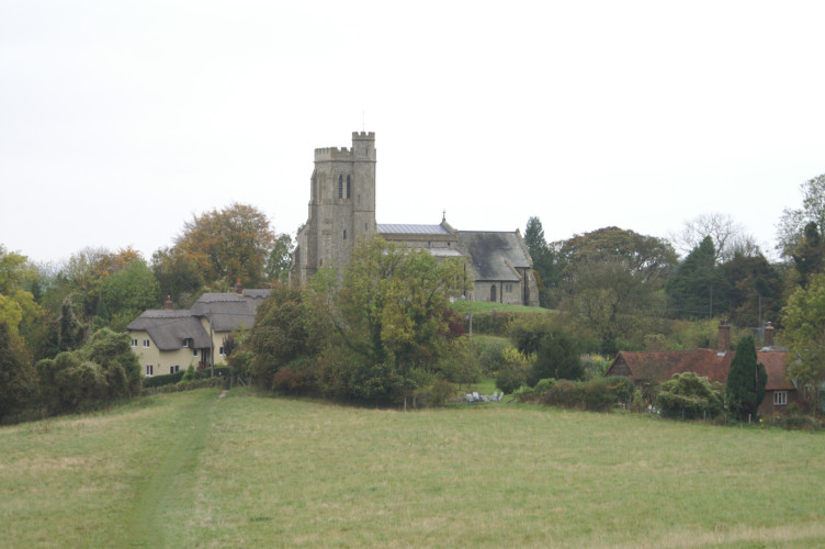 Lovely small village on a hill, with a church
