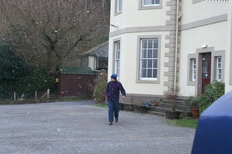 Snow outside the hostel