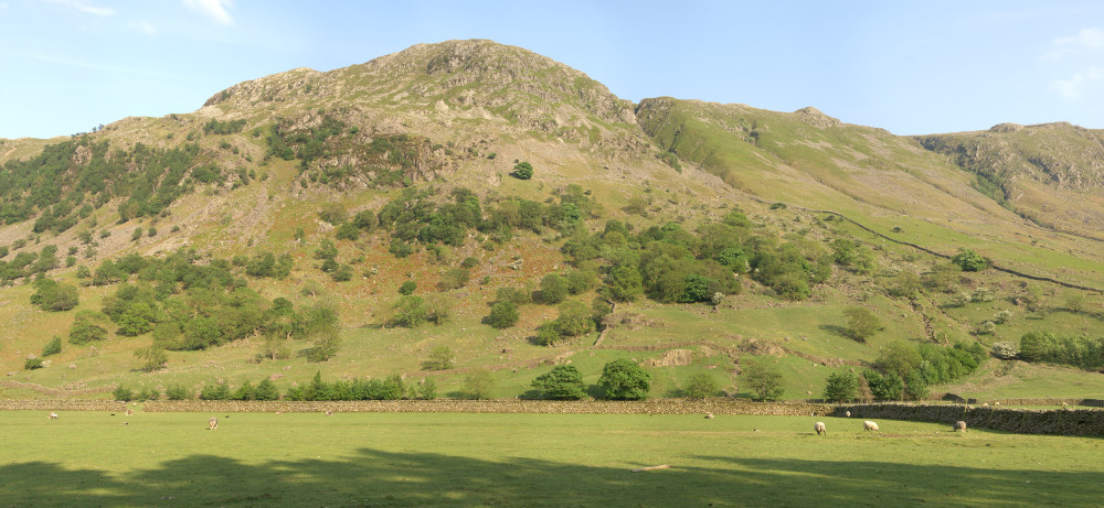 Sun on the side of Seathwaite valley