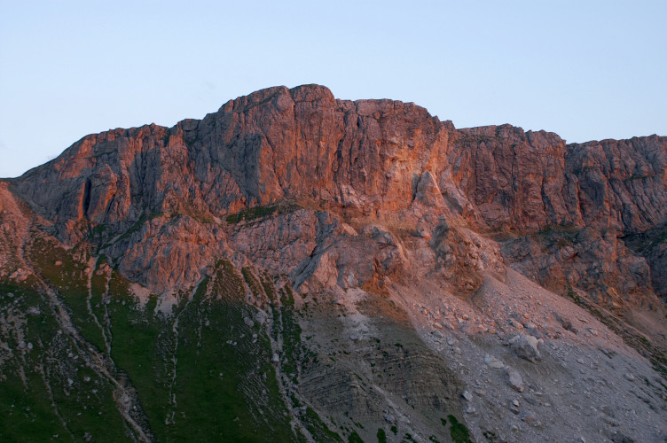 Sunset reflecting off the Odles