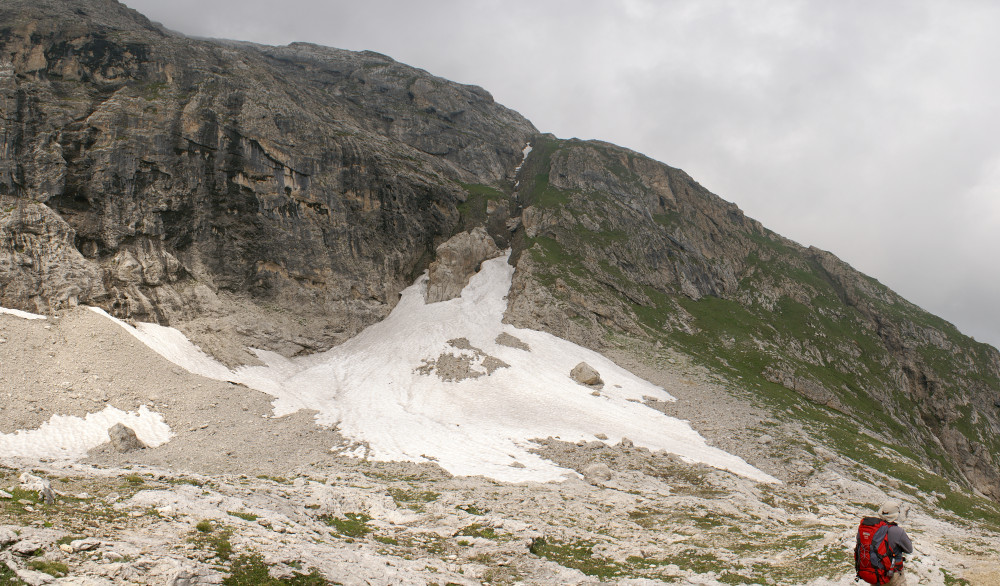 A small patch of snow