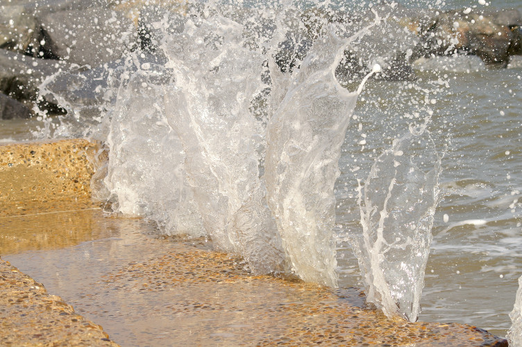 Spray on Southwold sea defense