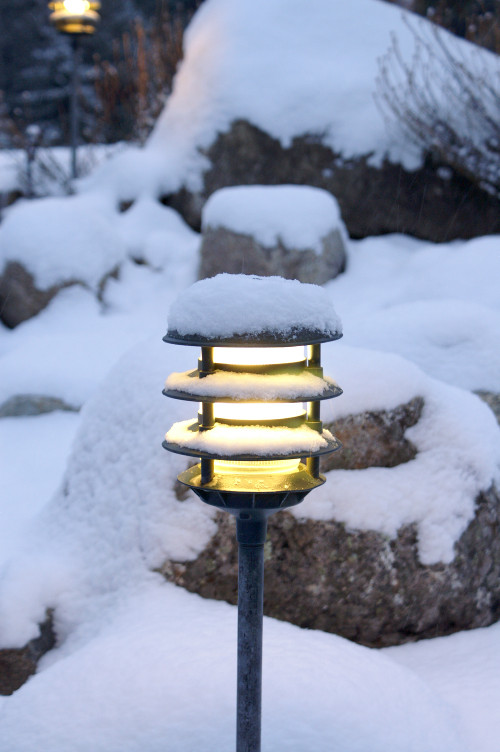 Path lamp in the snow