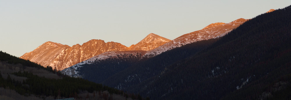 Sunset rising further up the mountains